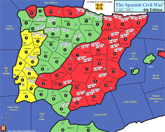 map of spanish civil war